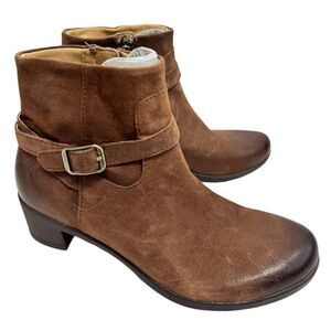 Dansko Boots Size 7 Cagney Brown Burnished Suede Ankle Distressed Booties NEW